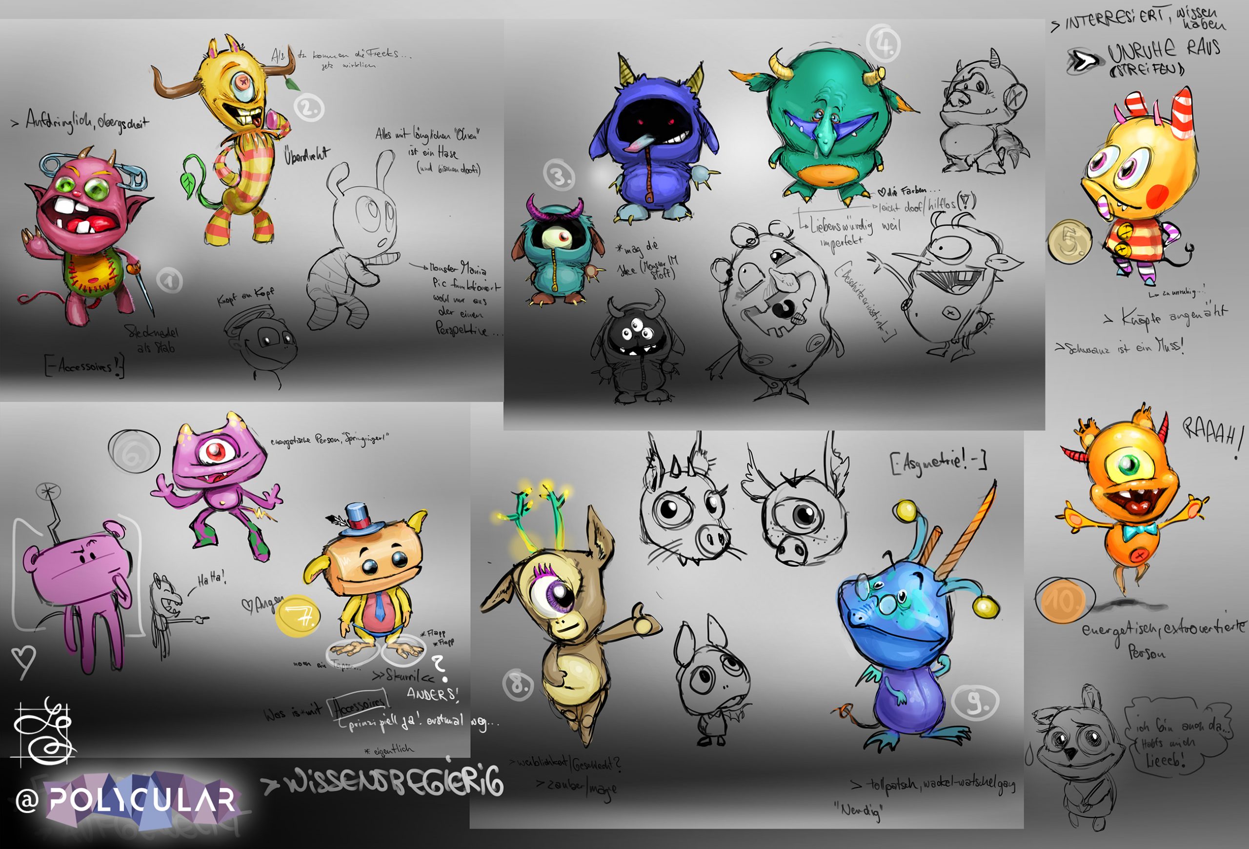 concept art with cute monsters